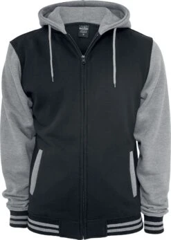 "2-Tone Zip" Vest Met Capuchon Zwart-grijs Van Urban Classics