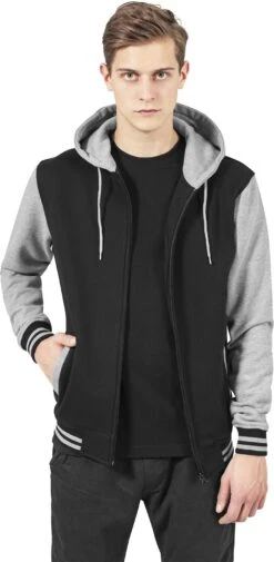 "2-Tone Zip" Vest Met Capuchon Zwart-grijs Van Urban Classics -Sportkleding 206616wa