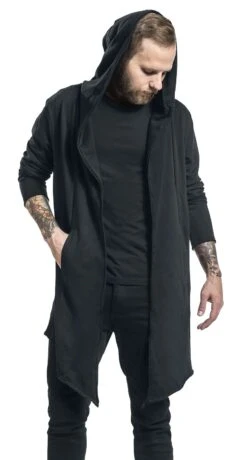 "Long Hooded Open Edge Cardigan" Cardigan Zwart Van Urban Classics -Sportkleding 330130wa