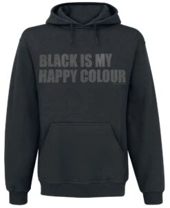 "Black Is My Happy Colour" Trui Met Capuchon Zwart Van Slogans