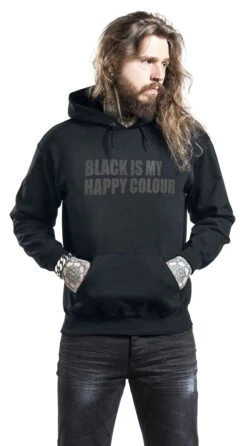 "Black Is My Happy Colour" Trui Met Capuchon Zwart Van Slogans -Sportkleding 335842wa