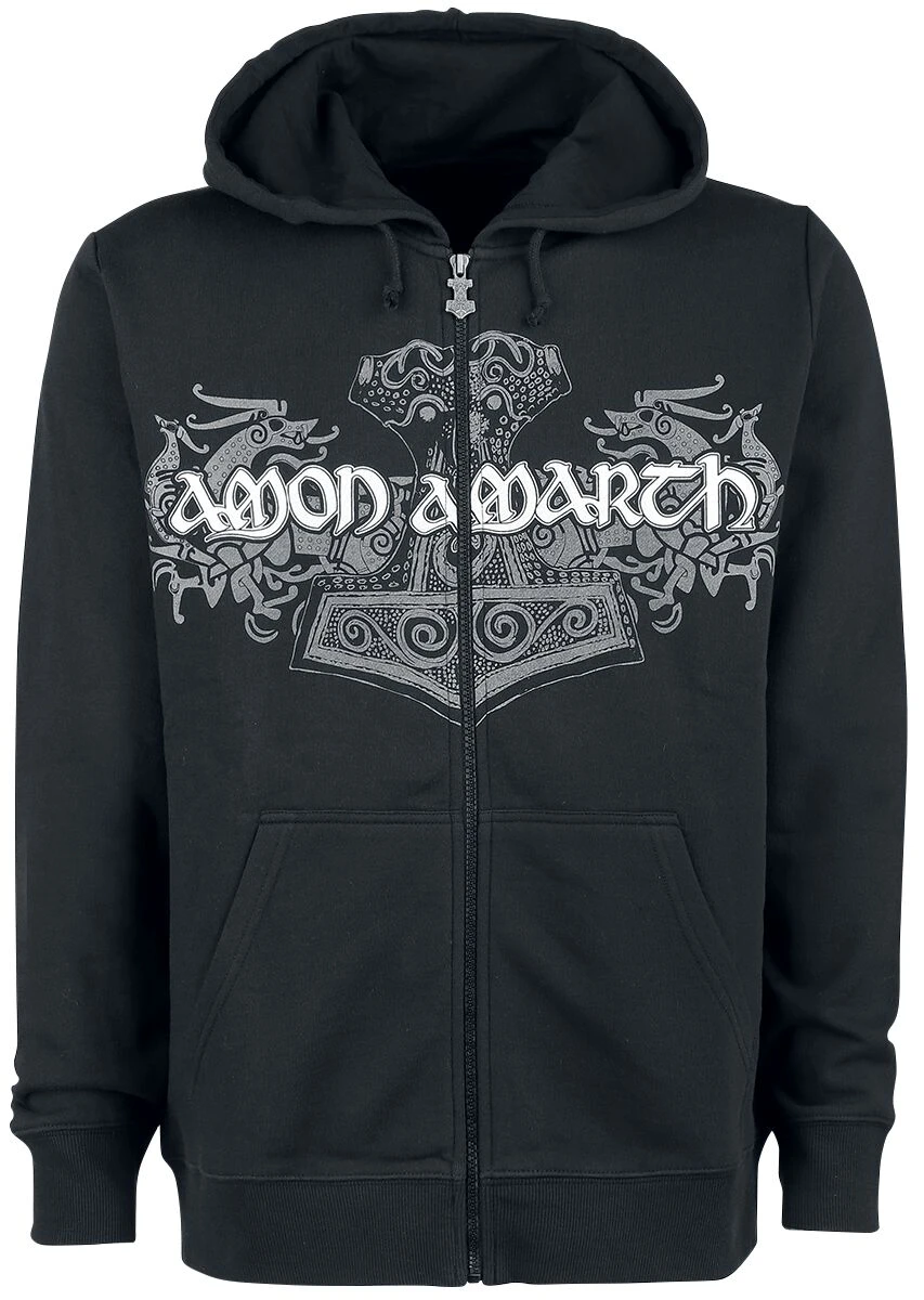 "Thorhammer" Vest Met Capuchon Zwart Van Amon Amarth 4 "Thorhammer" Vest Met Capuchon Zwart Van Amon Amarth - Afbeelding 2