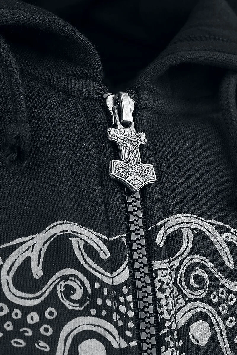 "Thorhammer" Vest Met Capuchon Zwart Van Amon Amarth 7 "Thorhammer" Vest Met Capuchon Zwart Van Amon Amarth - Afbeelding 5