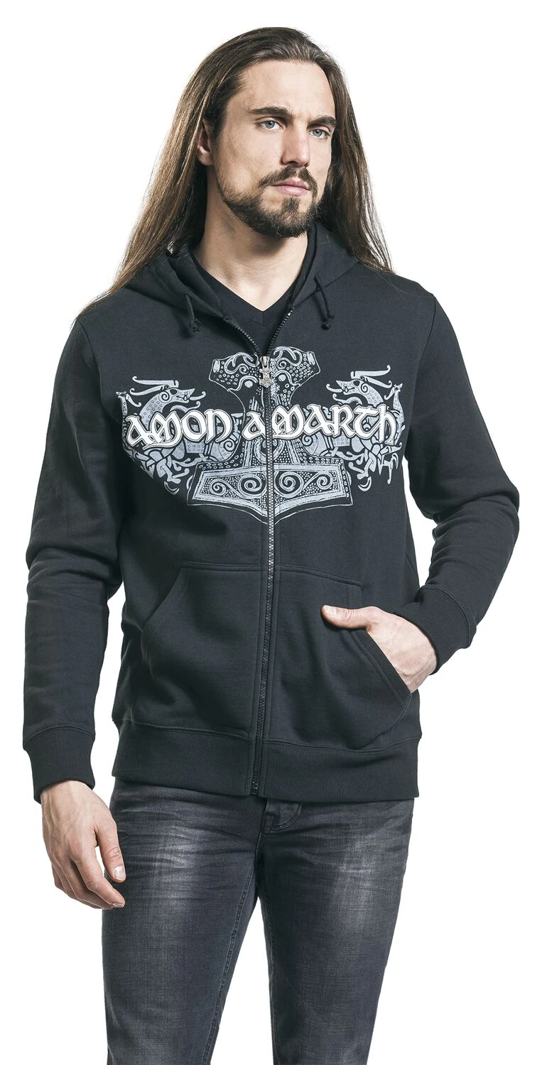 "Thorhammer" Vest Met Capuchon Zwart Van Amon Amarth 10 "Thorhammer" Vest Met Capuchon Zwart Van Amon Amarth - Afbeelding 8
