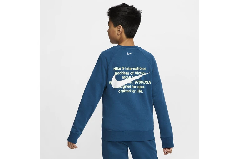 Nike Sportswear Swoosh Sweater Blauw Jongens 4 Nike Sportswear Swoosh Sweater Blauw Jongens - Afbeelding 2