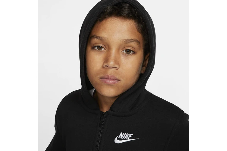 Nike Club FZ Hoodie Zwart/wit Kids 4 Nike Club FZ Hoodie Zwart/wit Kids - Afbeelding 2