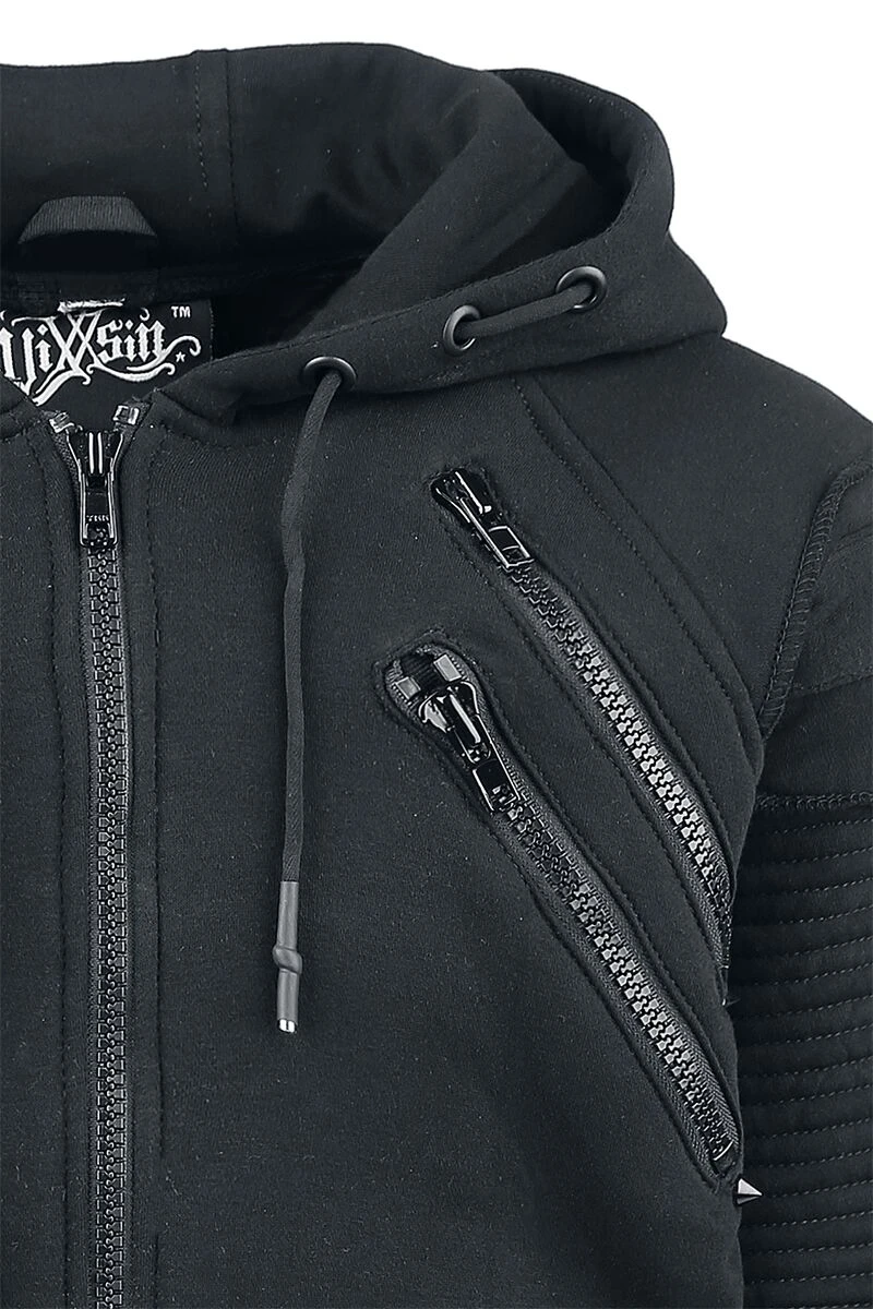 "Black Chrome Hood" Vest Met Capuchon Zwart Van Vixxsin 5 "Black Chrome Hood" Vest Met Capuchon Zwart Van Vixxsin - Afbeelding 3
