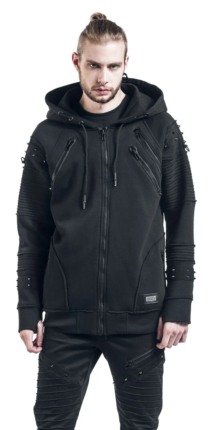 "Black Chrome Hood" Vest Met Capuchon Zwart Van Vixxsin 8 "Black Chrome Hood" Vest Met Capuchon Zwart Van Vixxsin - Afbeelding 6