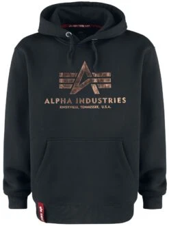 "Basic Hoodie" Trui Met Capuchon Zwart-goudkleurig Van Alpha Industries