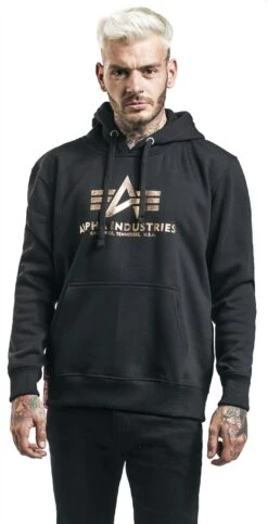 "Basic Hoodie" Trui Met Capuchon Zwart-goudkleurig Van Alpha Industries -Sportkleding 386217wa