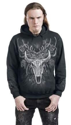 "Horned Spirit" Trui Met Capuchon Zwart Van Spiral -Sportkleding 396036wa