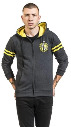 "Hufflepuff Sport" Vest Met Capuchon Grijs-geel Van Harry Potter -Sportkleding 453632wa