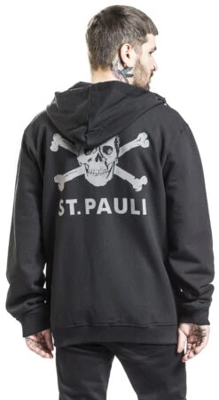 "FC St. Pauli - Skull" Vest Met Capuchon Zwart Van FC St. Pauli -Sportkleding 479923wb