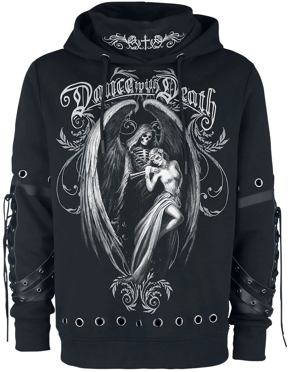 "Gothicana X Anne Stokes - Black Hoodie With Print And Details" Trui Met Capuchon Zwart Van Gothicana By EMP 3 "Gothicana X Anne Stokes - Black Hoodie With Print And Details" Trui Met Capuchon Zwart Van Gothicana By EMP