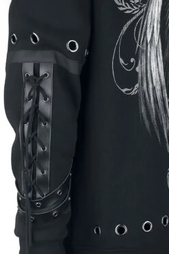 "Gothicana X Anne Stokes - Black Hoodie With Print And Details" Trui Met Capuchon Zwart Van Gothicana By EMP 10 "Gothicana X Anne Stokes - Black Hoodie With Print And Details" Trui Met Capuchon Zwart Van Gothicana By EMP -Sportkleding 496277d