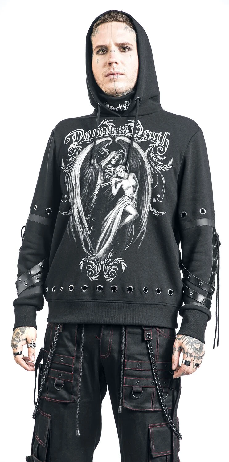 "Gothicana X Anne Stokes - Black Hoodie With Print And Details" Trui Met Capuchon Zwart Van Gothicana By EMP 6 "Gothicana X Anne Stokes - Black Hoodie With Print And Details" Trui Met Capuchon Zwart Van Gothicana By EMP - Afbeelding 4