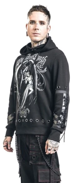 "Gothicana X Anne Stokes - Black Hoodie With Print And Details" Trui Met Capuchon Zwart Van Gothicana By EMP 12 "Gothicana X Anne Stokes - Black Hoodie With Print And Details" Trui Met Capuchon Zwart Van Gothicana By EMP -Sportkleding 496277wa2