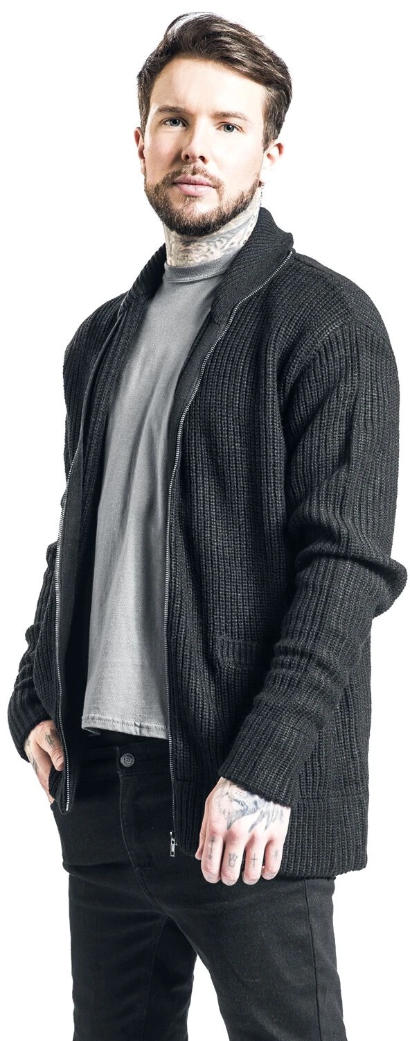 "Zip Cardigan" Cardigan Zwart Van Urban Classics 6 "Zip Cardigan" Cardigan Zwart Van Urban Classics - Afbeelding 4