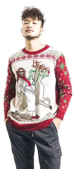"Jesus Riding Reindeer" Christmas Jumper Meerkleurig Van Ugly Christmas Sweater -Sportkleding 506526wa