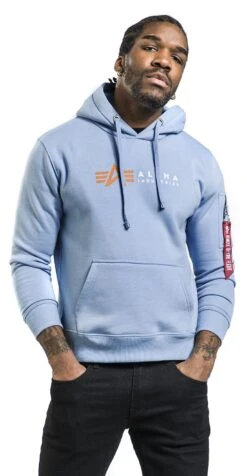 "Alpha Label Hoodie" Trui Met Capuchon Lichtblauw Van Alpha Industries -Sportkleding 537266wa