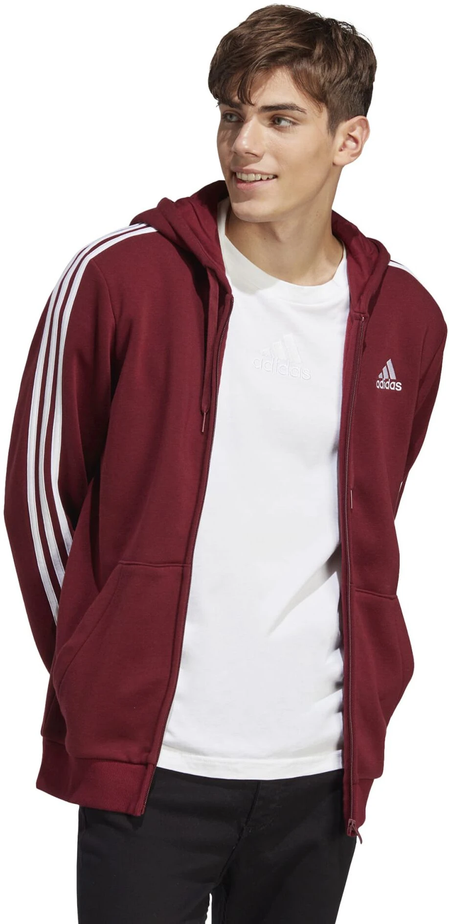 "M 3S FL FZ HD" Vest Met Capuchon Bordeaux Van Adidas 7 "M 3S FL FZ HD" Vest Met Capuchon Bordeaux Van Adidas - Afbeelding 5