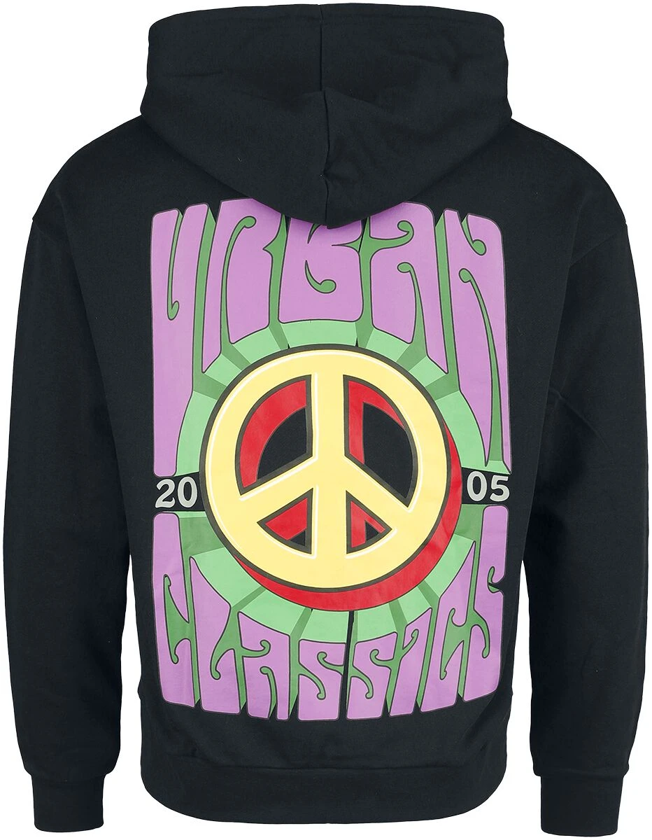 "Big Peace Hoody" Trui Met Capuchon Zwart Van Urban Classics 4 "Big Peace Hoody" Trui Met Capuchon Zwart Van Urban Classics - Afbeelding 2